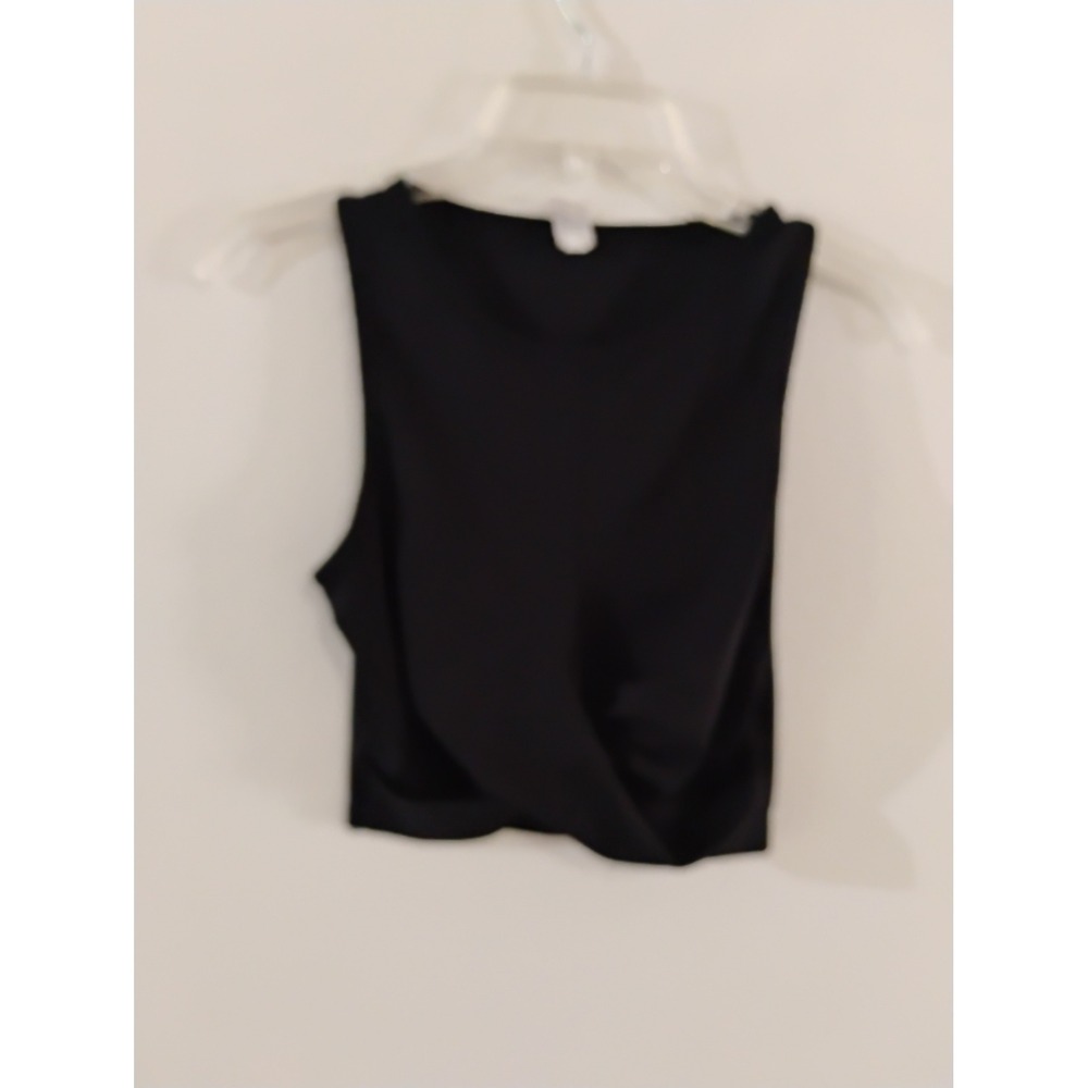 90 Degree by Reflex Black Sleeveless Crossover Wrap Crop Top Small